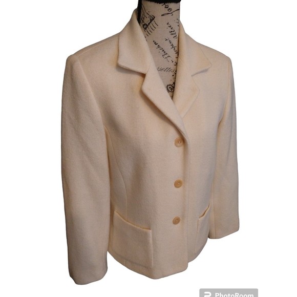 Talbots wool cream blazer Size 10p Boho Classic - Picture 1 of 9